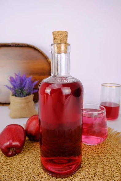 Digithome Mantar Kapaklı Cam Su Şişesi Başucu Sürahisi Karaf 700 Ml - TG0809040001ECY C320.225 - Resim 4