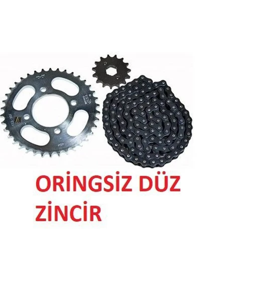 Bajaj Discover 150 F- 150 S Zincir Dişli Seti Kaliteli (Oringsiz Düz Siyah Zincir) _Supermoto ürün görseli 1