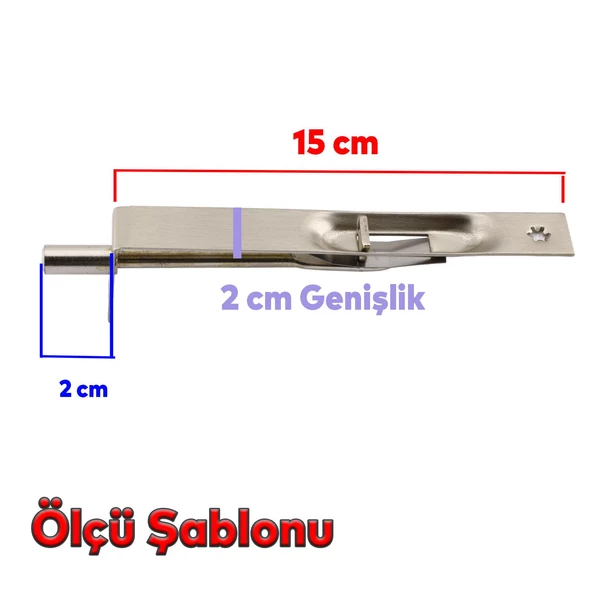 Gömmeli İtmeli Paslanmaz Sürgü Kilidi Kapı Pencere Sürgüsü 15 cm Saten Kilit - 2