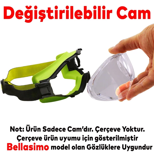 Bellasimo Çerçevesiz Kayak Gözlüğü Camı Lens Değiştirebilir Cam Antifog Güneş Kar Gözlük Camı Şeffaf - 2