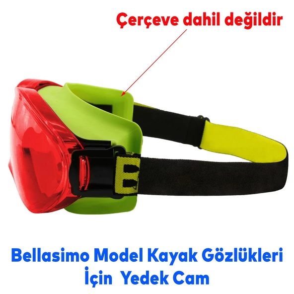 Bellasimo Çerçevesiz Kayak Gözlüğü Camı Lens Değiştirebilir Cam Antifog Güneş Kar Gözlük Camı Kırmızı - 6