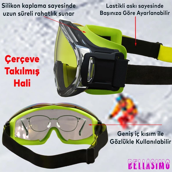 Bellasimo Çerçevesiz Kayak Gözlüğü Camı Lens Değiştirebilir Cam Antifog Güneş Kar Gözlük Camı Şeffaf - 3