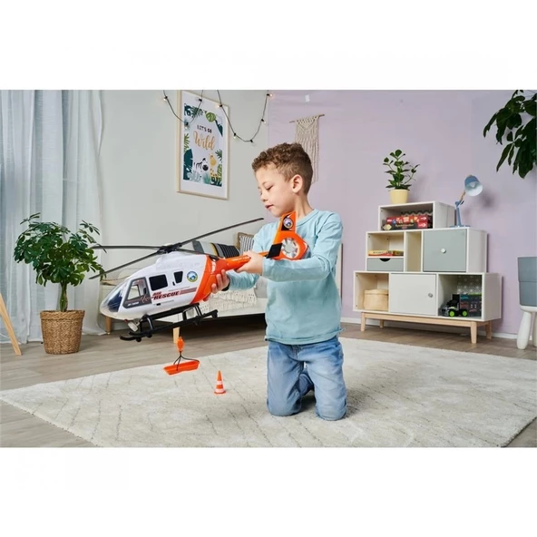 Dickie, 203719016, Kurtarma Helikopteri, Elektronik Vinç, Aksesuarlı, 64 cm, Işıklı ve Sesli, Rescue Helicopter - 4