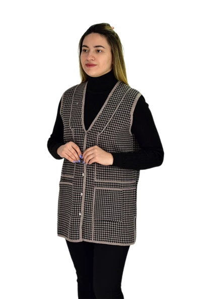 Kadın Cepli Triko Yelek BGL-ST03347 - 5