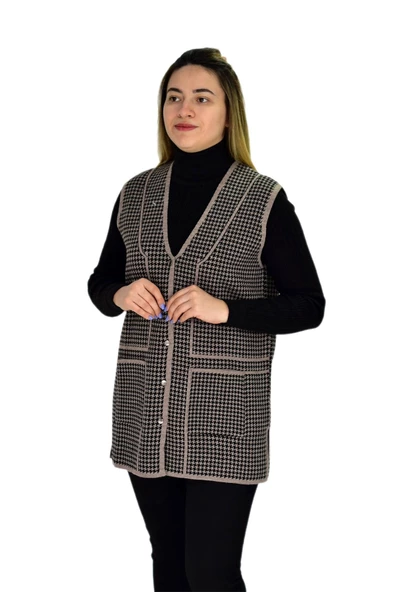 Kadın Cepli Triko Yelek BGL-ST03347 - 3