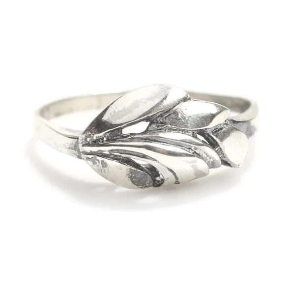 925 Ayar Gümüş Yaprak Motifli Yüzük - Resim 3