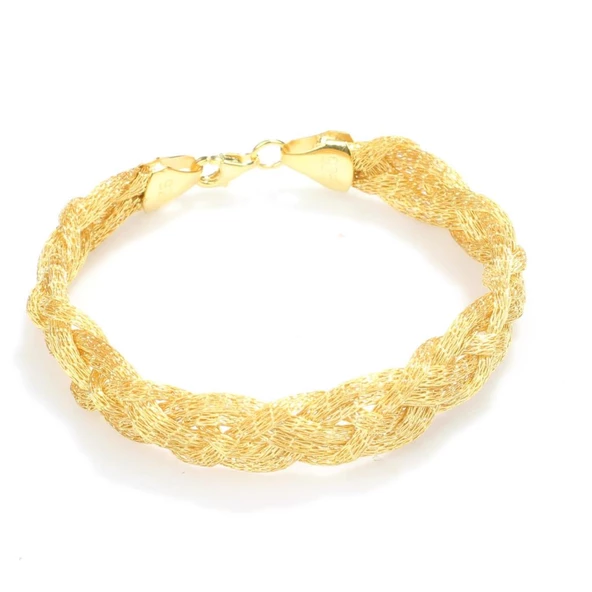 925 Ayar Gümüş Elişi Kalın Örgü Bileklik - Resim 3