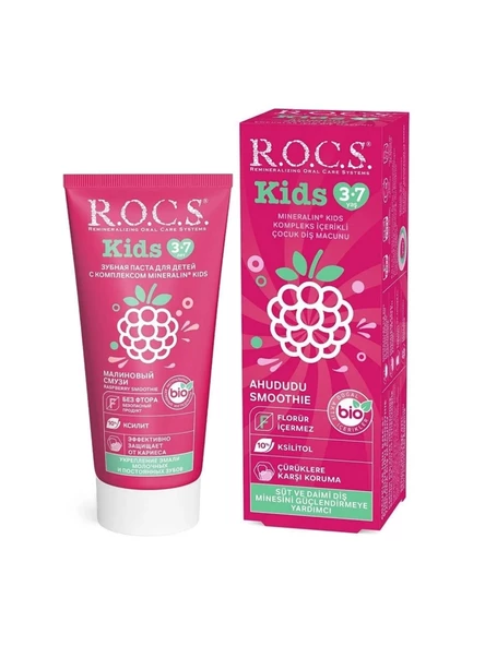 Rocs Kids Diş Macunu Ahududu Smoothie Tadında Florürsüz 3-7 Yaş 45 gr