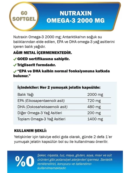 Nutraxin Omega-3 2000 mg 60 Kapsül - 2