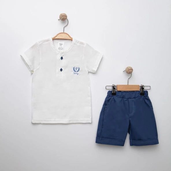 Sıfır Yaka Müslin Erkek Çocuk Takım MNK6389 - Resim 5