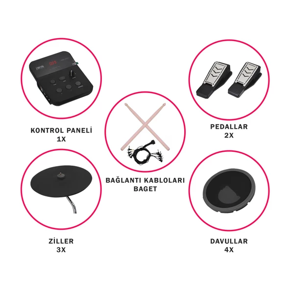 Jwin JDD-2023 Dijital Davul - Bateri Seti - 4