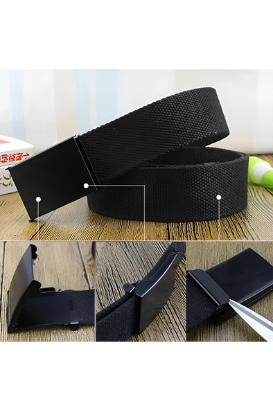 Bez Kemer Spor Erkek Kemer Kot Ve Kanvas Uygun Metal Siyah Tokalı max. 125 cm