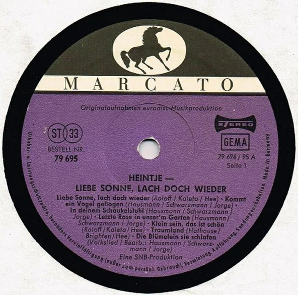 Heintje – Liebe Sonne, Lach Doch Wieder pop plak alithestereo - 2