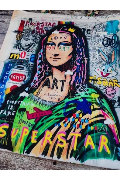 Popart Mona Lisa Desenli Baskılı Kumaş Çanta Omuz Askılı Bez Çanta - 4