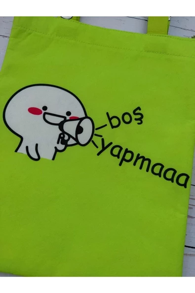 Boş Yapma Desenli Baskılı Kumaş Çocuk Çantası Omuz Askılı Bez Çanta - 2