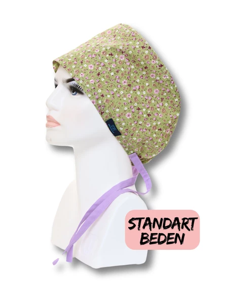 Standart Yeşil Çıtır Desenli Cerrahi Bone Doktor Hemşire Sağlıkçı Bonesi