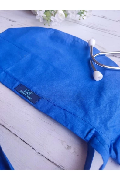 Standart Beden Saks Mavisi Tek Renk Cerrahi Bone Doktor Hemşire Sağlıkçı Hastane Aşçı Bonesi - 4