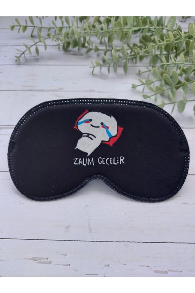Zalim Geceler Uyku Bandı Göz Bandı Baskılı Pamuk Seyahat Uyku Bandı