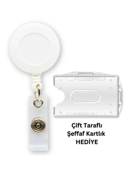Beyaz Yoyo Yaka Kartlığı Yatay Dikey Kart Koruyucu
