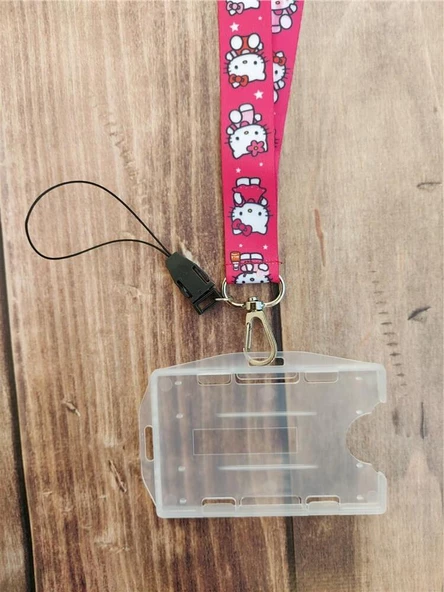 Hello Kitty Pembe Kart Askısı Yaka Kartı Boyun Askı İpi Telefon Askısı - 3