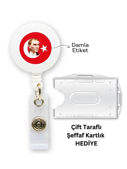 Atatürk Bayrak Yoyo Yaka Kartlığı Yatay Dikey Kart Koruyucu