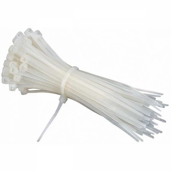 Cırt Kelepçe Plastik Beyaz Renk Kablo Zip Bağı Çok Amaçlı Bağlama 3.6x150 mm 100 'lü Paket - 5