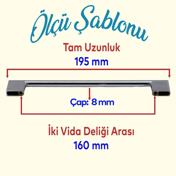 Yeni Lama 160 Mm Düz Mobilya Mutfak Dolabı Çekmece Dolap Kapak Kulpu Kulpları Kulbu Krom Metal Kulp - 2