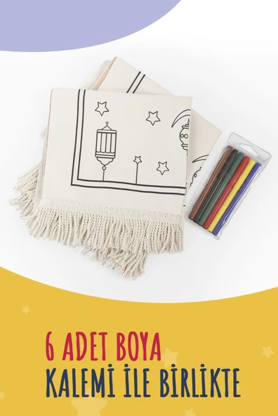 Çocuklara Özel Yıkanabilir Boyamalı Seccade Seti Kırmızı - Resim 4