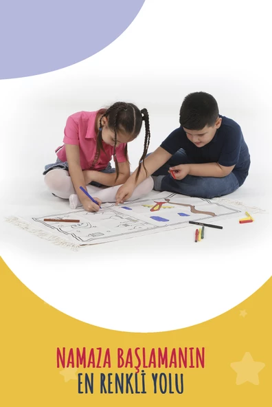 Çocuklara Özel Yıkanabilir Boyamalı Seccade Seti Kırmızı - Resim 6