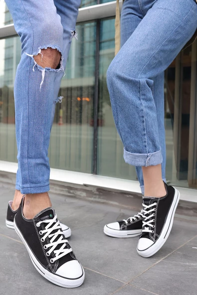 Tomiross Unısex Siyah Beyaz Garantili Ortopedik Keten Günlük Kullanım Sneaker Ayakkabı X-STAR-7284 - 3