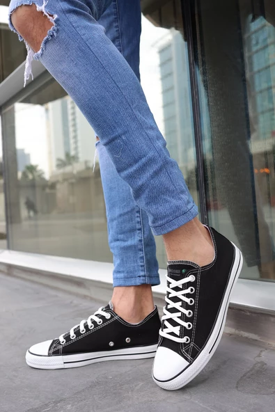 Tomiross Unısex Siyah Beyaz Garantili Ortopedik Keten Günlük Kullanım Sneaker Ayakkabı X-STAR-7284 - 4