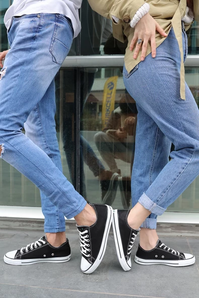 Tomiross Unısex Siyah Beyaz Garantili Ortopedik Keten Günlük Kullanım Sneaker Ayakkabı X-STAR-7284 - 2