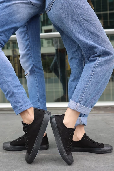 Tomiross Unısex Siyah Siyah  Garantili Ortopedik Keten Günlük Kullanım Sneaker Ayakkabı X-STAR-7284 - 2