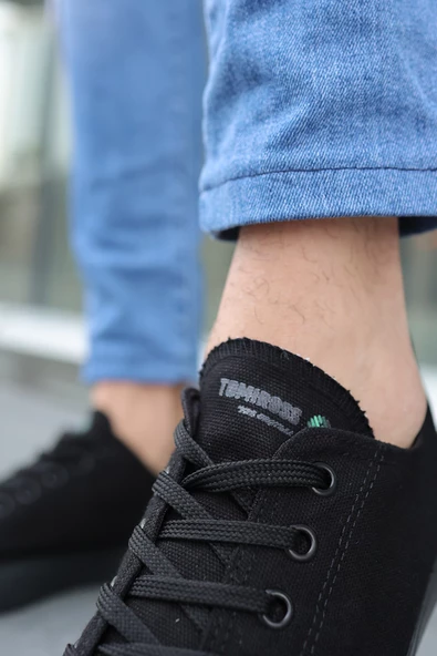 Tomiross Unısex Siyah Siyah Garantili Ortopedik Keten Günlük Kullanım Sneaker Ayakkabı X-STAR-7284 - 7