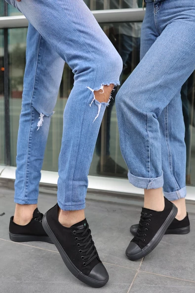 Tomiross Unısex Siyah Siyah Garantili Ortopedik Keten Günlük Kullanım Sneaker Ayakkabı X-STAR-7284 - 3