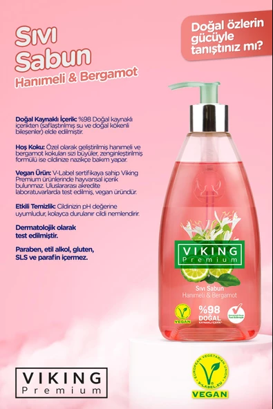 Viking Premium Sıvı Sabun Hanımeli&Bergamot 500 ml 3 Adet - 3