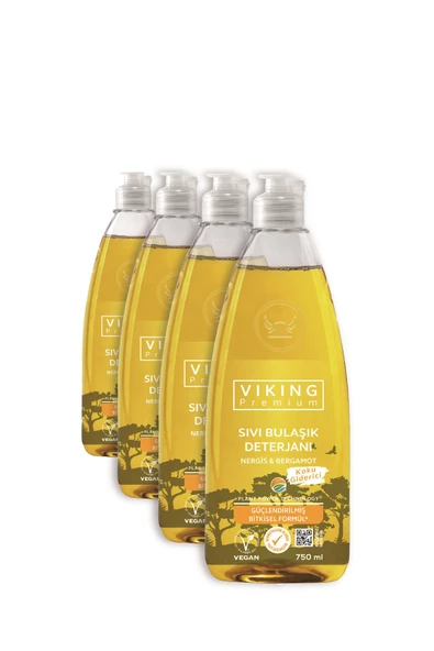 Viking Premium Bulaşık Deterjanı Nergis-Bergamot 750 ml 4 Adet