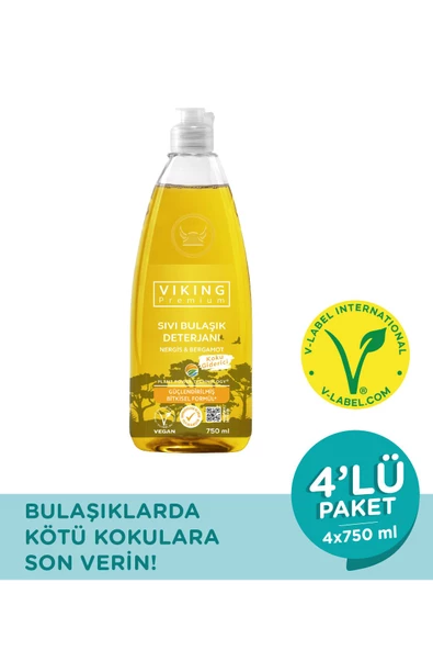 Viking Premium Bulaşık Deterjanı Nergis-Bergamot 750 ml 4 Adet - 2