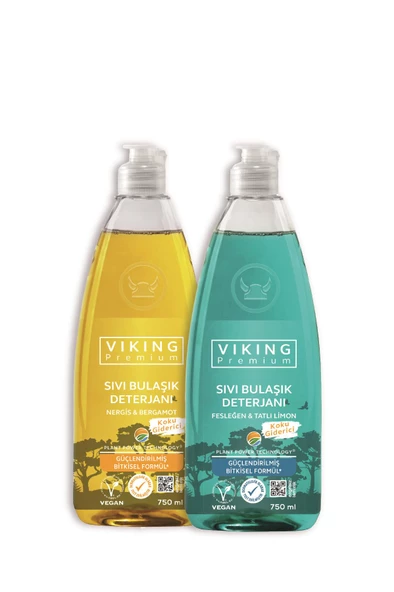 Viking Premium Bulaşık Deterjanı (Fesleğen Limon&Nergis-Bergamot) 750 ml 2 Adet