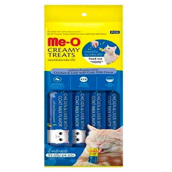 Meo Tavuk Ciğerli Keçi Sütlü Krema Kedi Ödülü Kedi Çorbası 4x15 gr