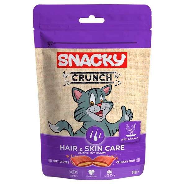Snacky Crunchy Tavuklu Kedi Ödülü Hair-Skin 60 gr