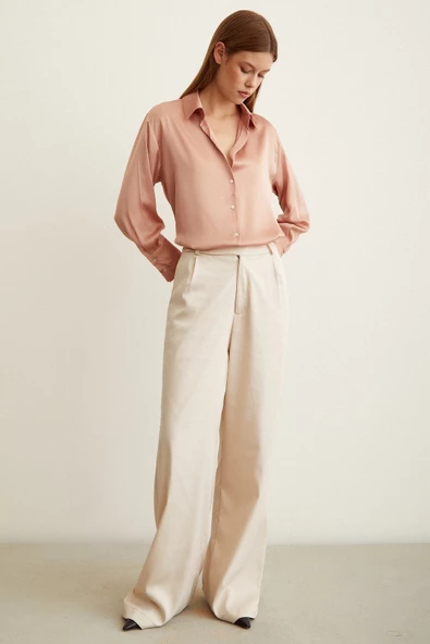 Basic Saten Gömlek Pudra - Resim 6