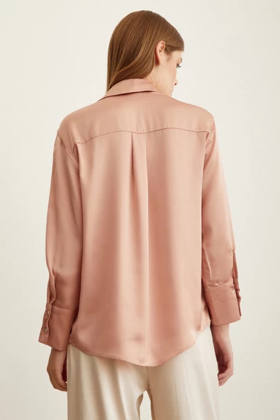Basic Saten Gömlek Pudra - Resim 5
