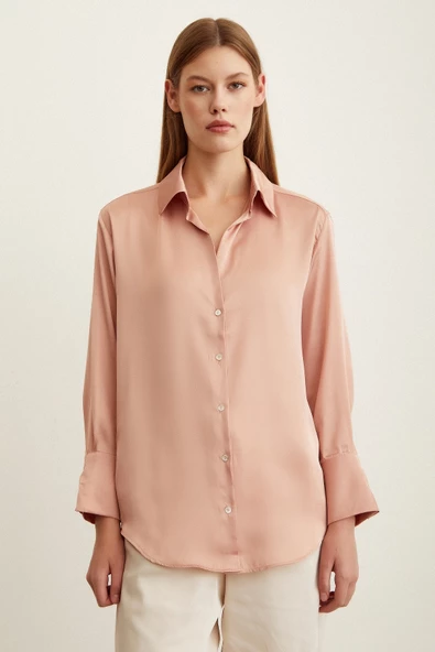 Basic Saten Gömlek Pudra - Resim 2