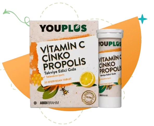 Youplus Vitamin C Çinko Propolis 20 Efervesan Tablet