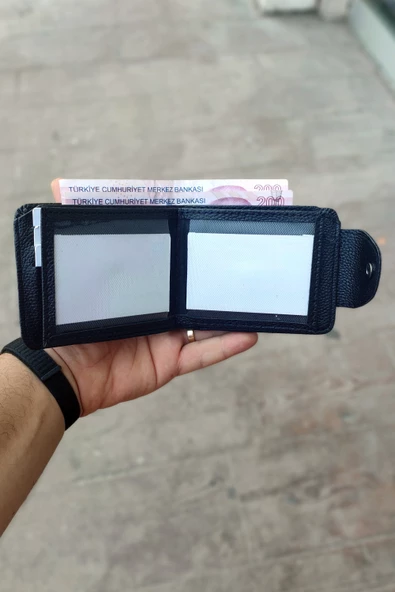 Papel Model Unisex Vegan Deri Bozuk Para Bölmeli Cüzdan SİYAH - 3