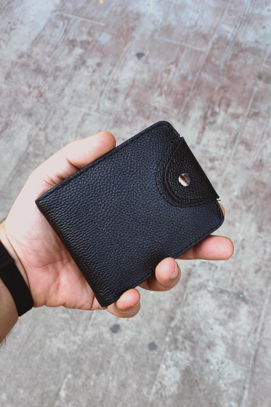 Papel Model Unisex Vegan Deri Bozuk Para Bölmeli Cüzdan SİYAH - 4