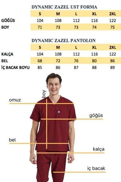 ZAZEL- Erkek Likralı Royal Mavi Üniforma Üst - Resim 4