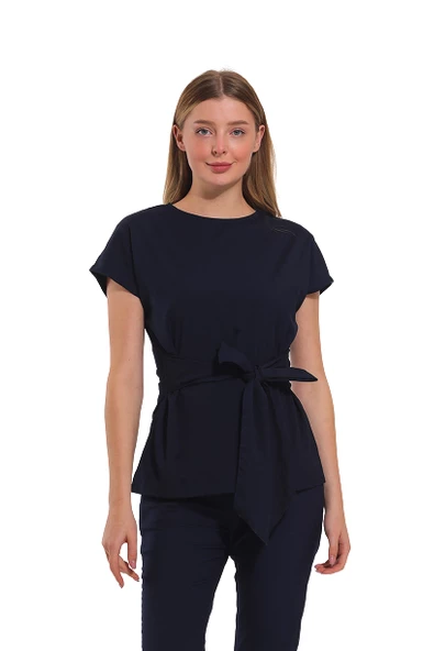 JONQUIL- Kadın Likralı Siyah Medikal Üniforma Üst ürün görseli 1