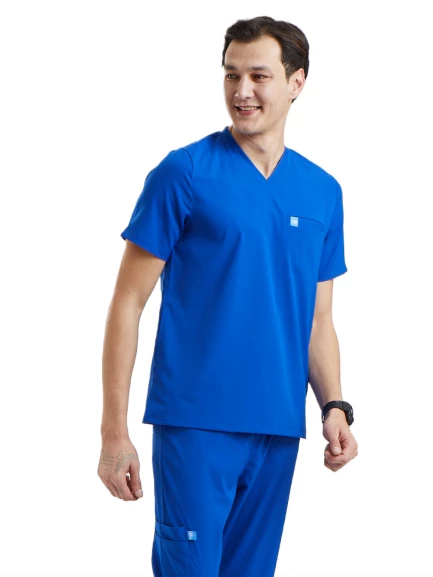 ZAZEL- Erkek Likralı Royal Mavi Üniforma Üst - Resim 2